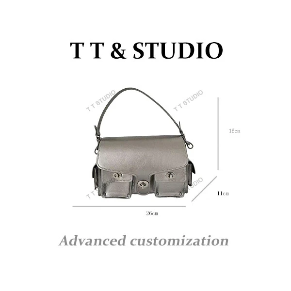 【TT Studio】SD-3918-1-古银RAIN.CUN简约腋下斜跨轻奢女包