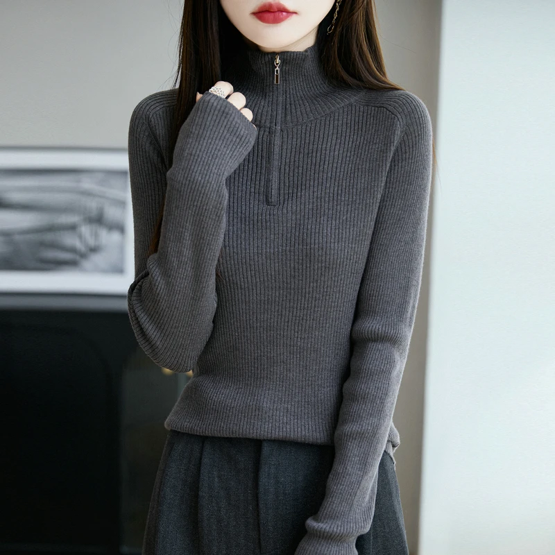 品牌撤柜正品冬季新款纯羊毛高领针织毛针织衫纯色打底衫洋气毛衣