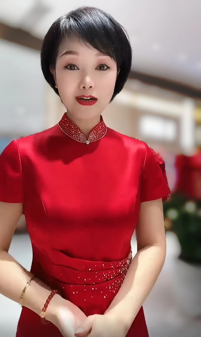 17753朱紫褕年轻款喜婆婆喜妈妈婚宴旗袍礼服敬酒服