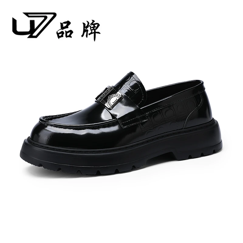 U7品牌男鞋 头层牛皮 2025新款高端轻奢男鞋男士百搭商务休闲皮鞋