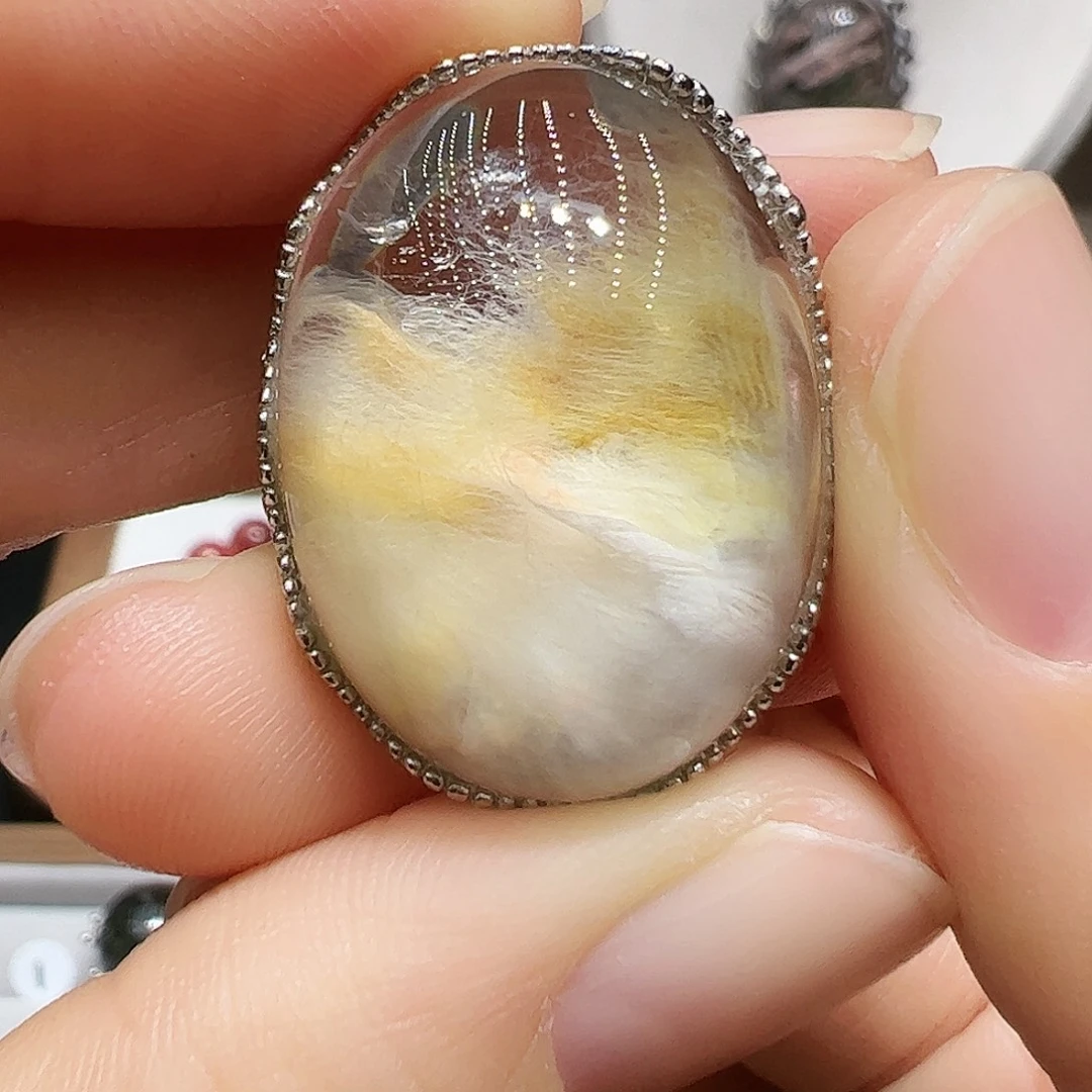 花***火银S925镶嵌珠宝半成品水晶