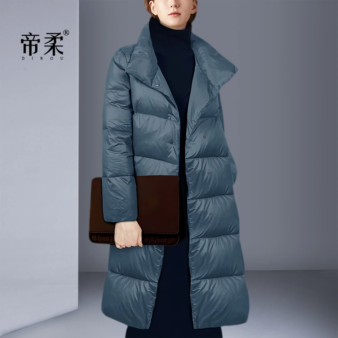 欧美时尚气质羽绒服女中长款2025冬季新款修身显瘦大码大衣外套潮