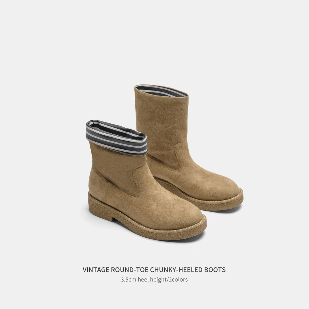 Cihi'Estrella' 设计师 绒面条纹可翻靴厚底短靴