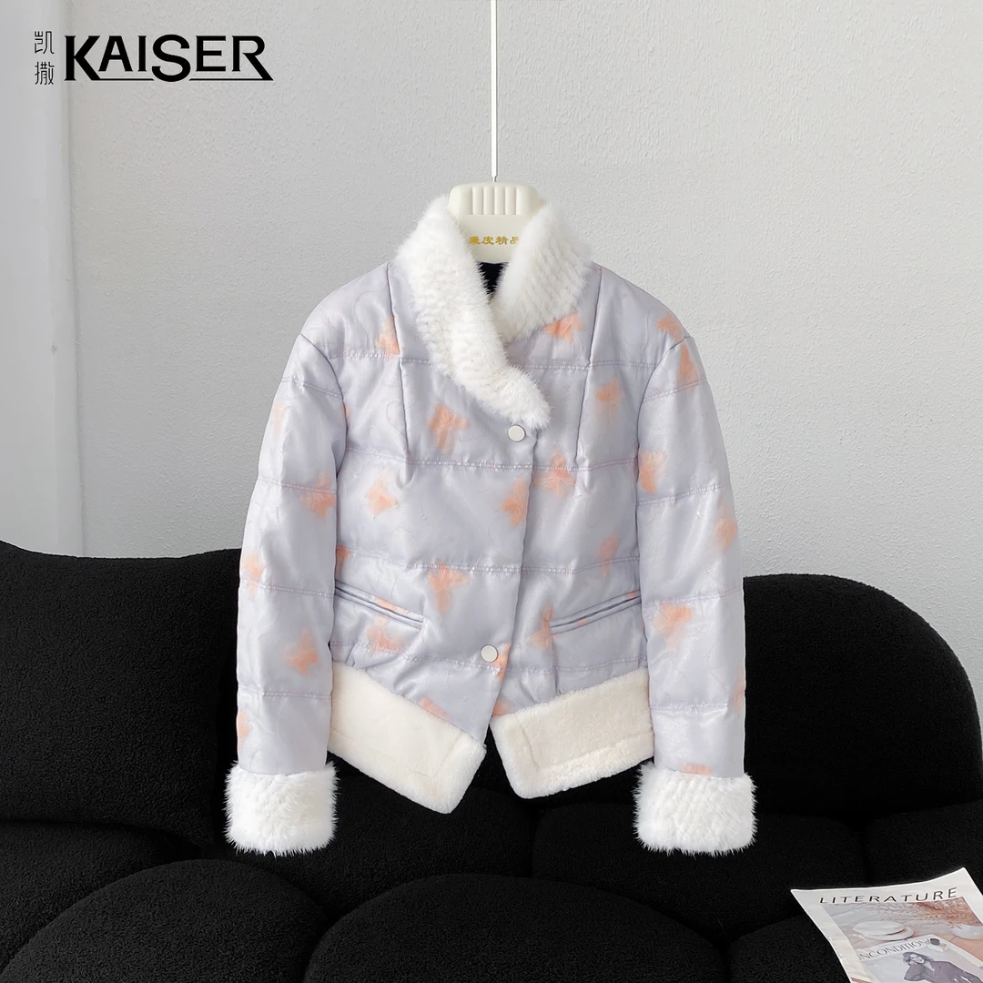 KAISER/凯撒 2Y5388秋冬时尚水貂短款羊皮毛一体鹅绒羽绒服外套