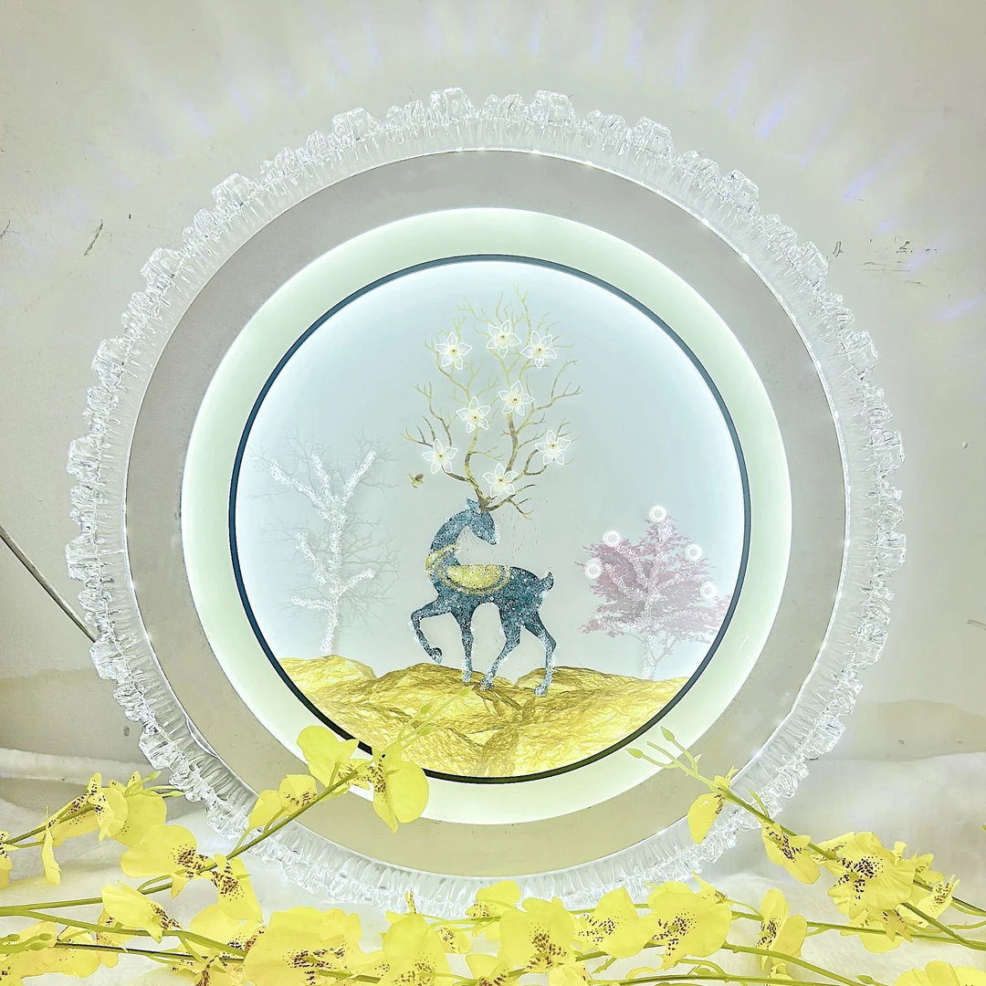 钢化玻璃卧室灯水晶灯新款吸顶灯房间灯简约现代主卧灯吸顶灯轻奢