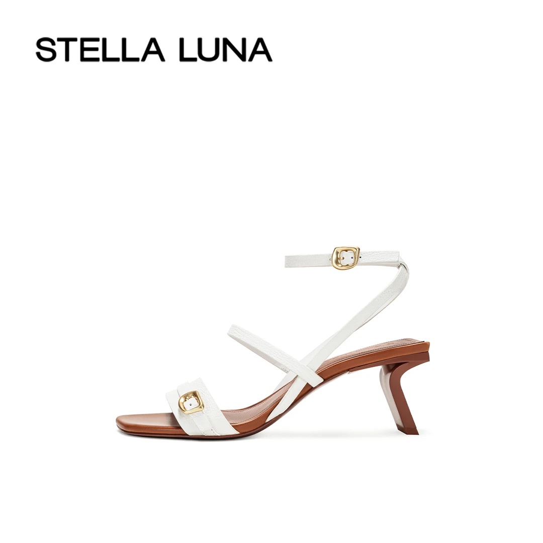 STELLA LUNA女鞋24SS BRASS TACKS 金属扣饰交叉条带高跟凉鞋