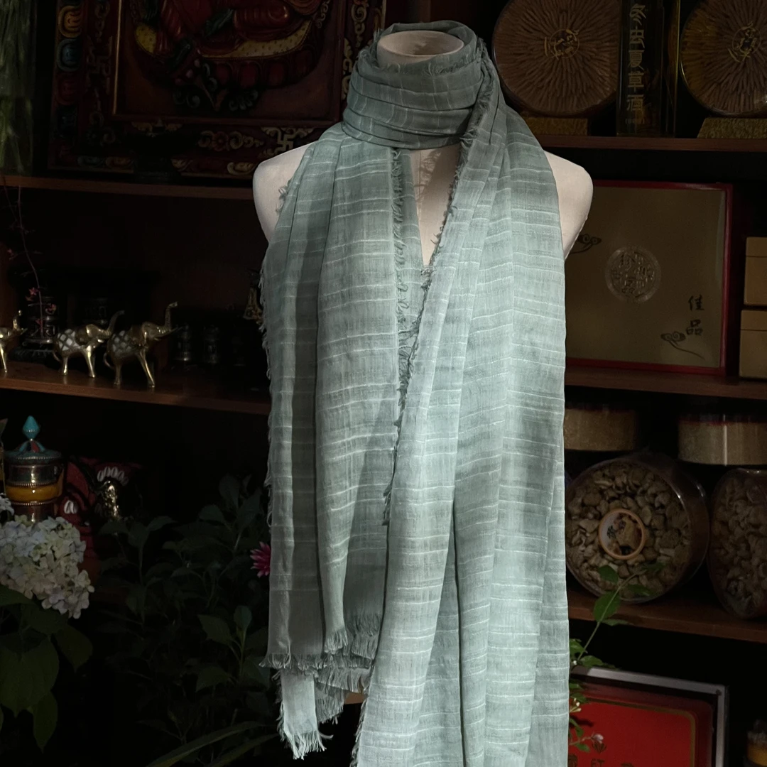 卓玛拉【唐卡逸彩】棉麻款系列文艺风薄款纯色春夏季长款围巾