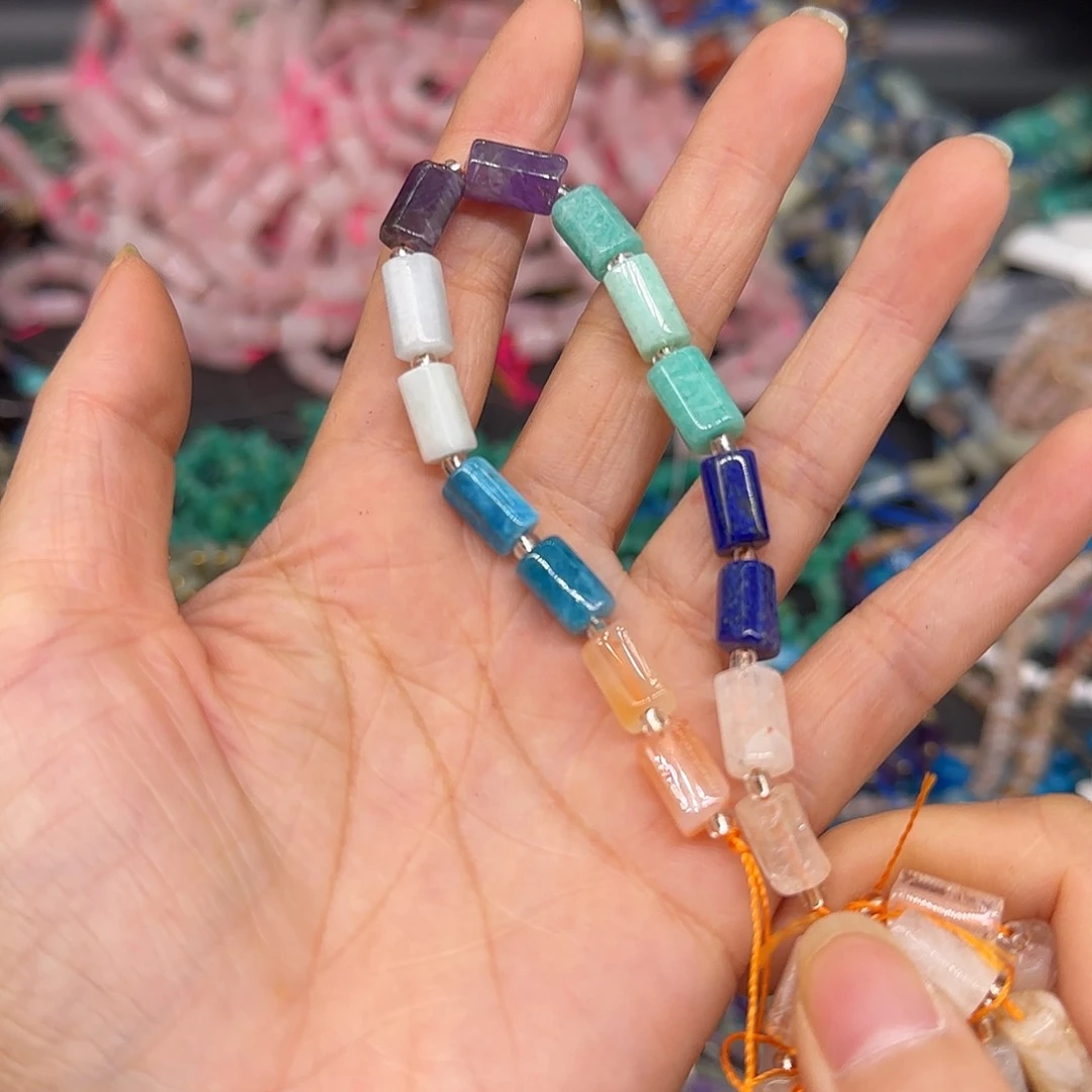 玛瑙/玉髓合金珠宝半成品多宝桶珠7mm半条