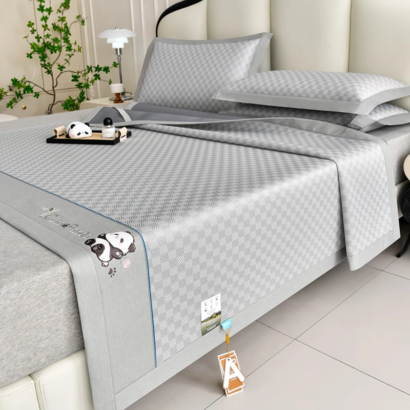 2025新款棋盘格-熊猫冰丝席系列凉席藤席冰丝席冰藤席冰丝席竹席