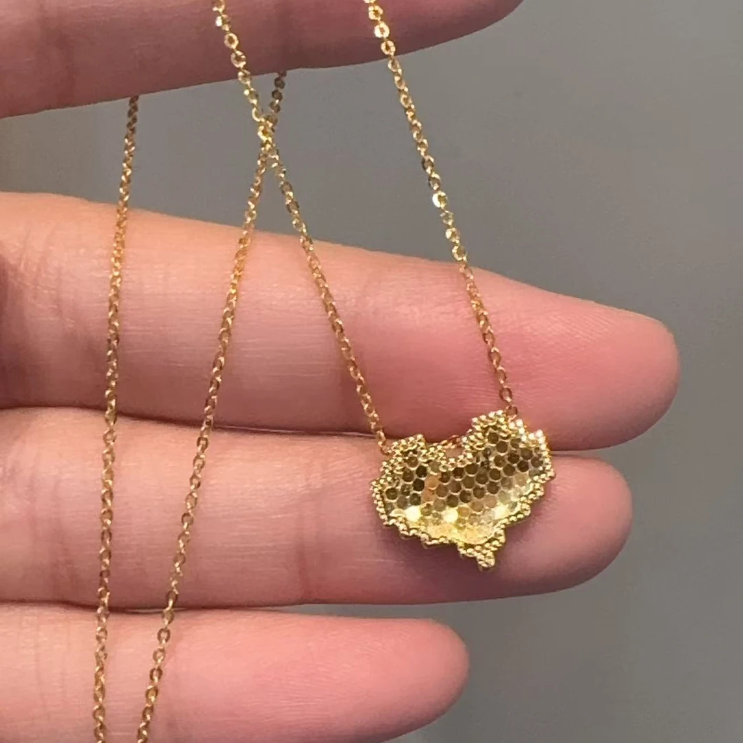 【小晗专属】18K金碎冰冰爱心项链 经典素链坠链可调节 多样性发一