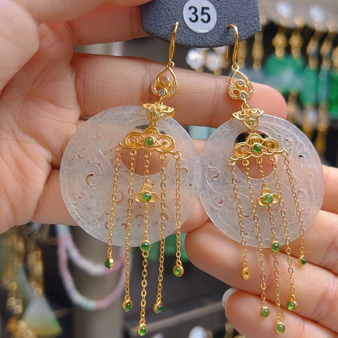 未镶嵌翡翠耳饰呦***闹