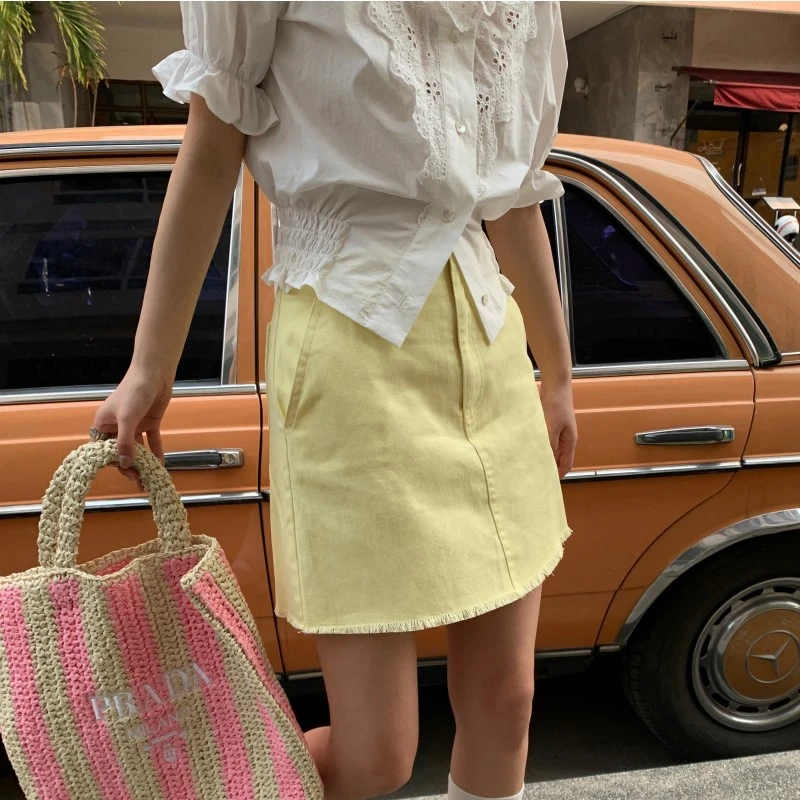 夏季半身裙女韩版高腰气质百搭牛仔短裙82230