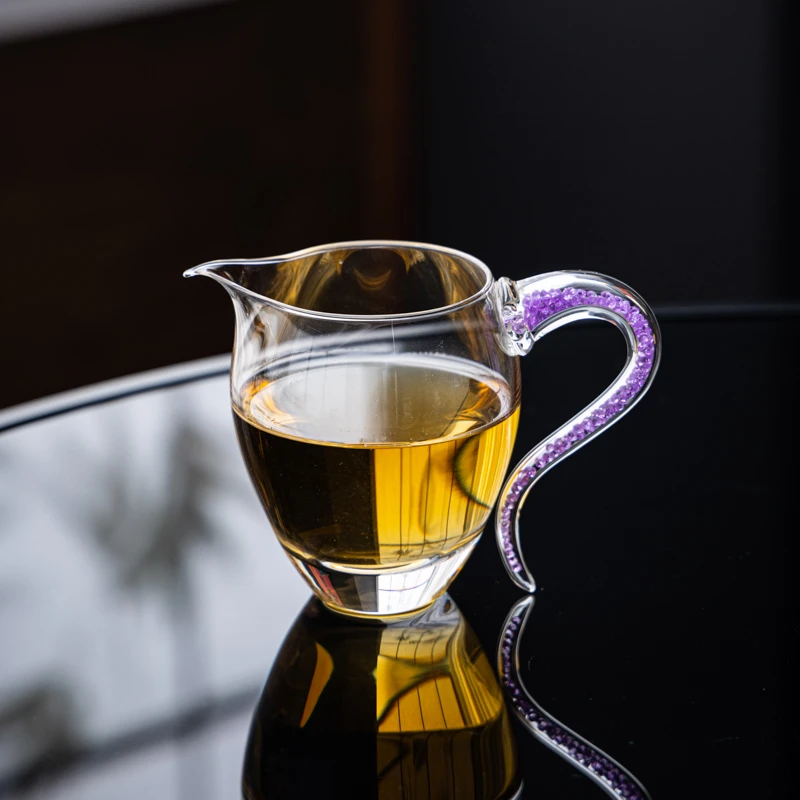 紫钻水晶公道杯加厚耐热玻璃分茶器高档过滤泡茶茶具茶海匀茶器