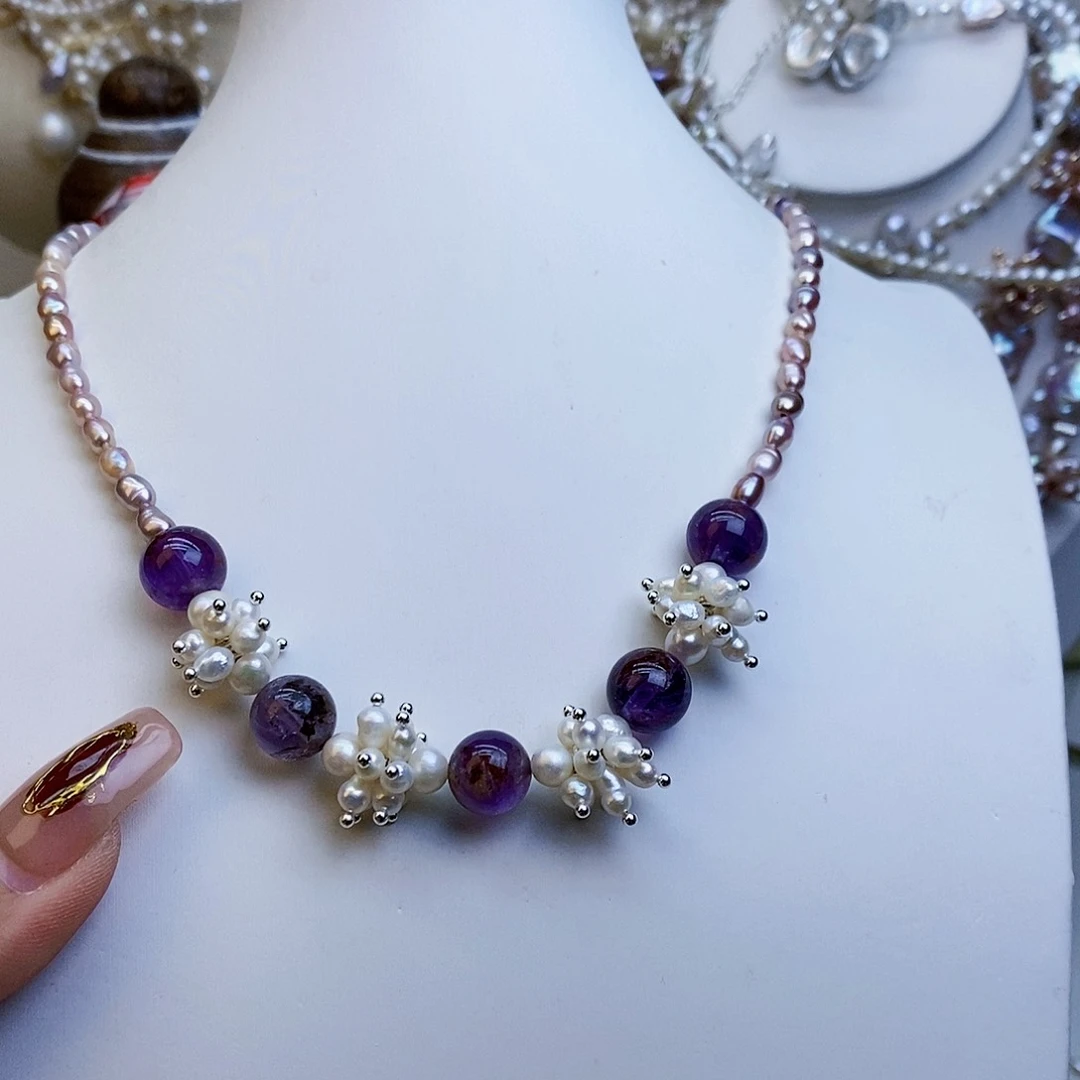 淡水珍珠颈饰银S925镶嵌