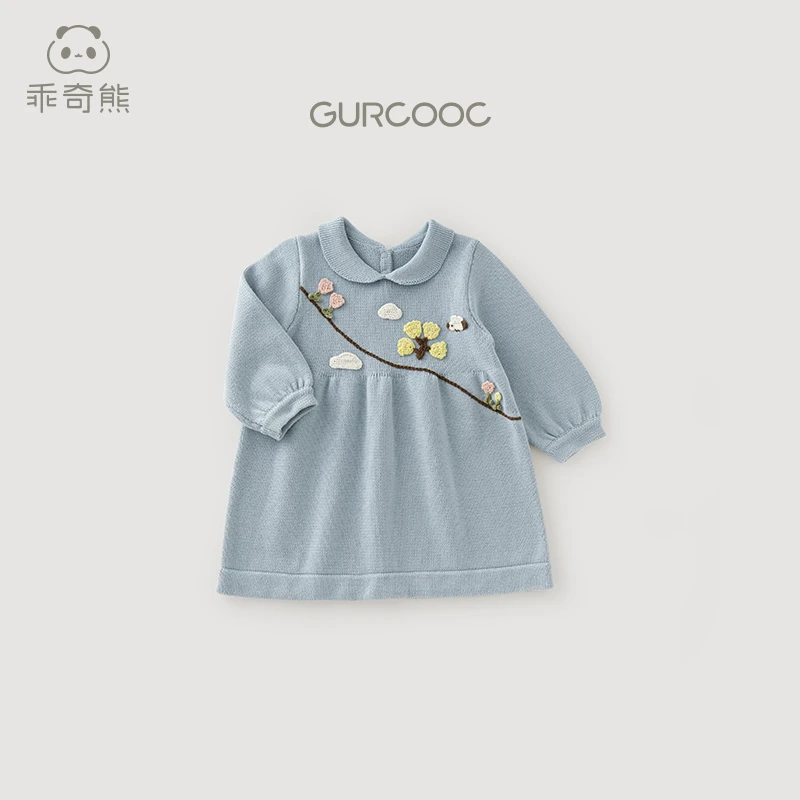 【断码女宝针织毛衣裙】乖奇熊春秋女宝宝外穿连体公主裙子长袖洋气