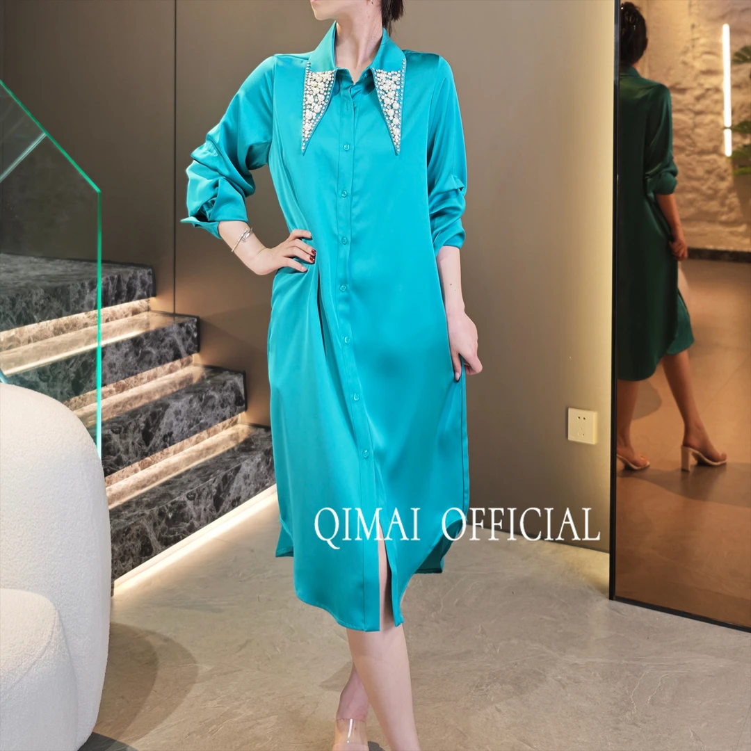 麦子衬衣女连衣裙约会战袍显瘦时尚气质轻奢85高级中长款法式22