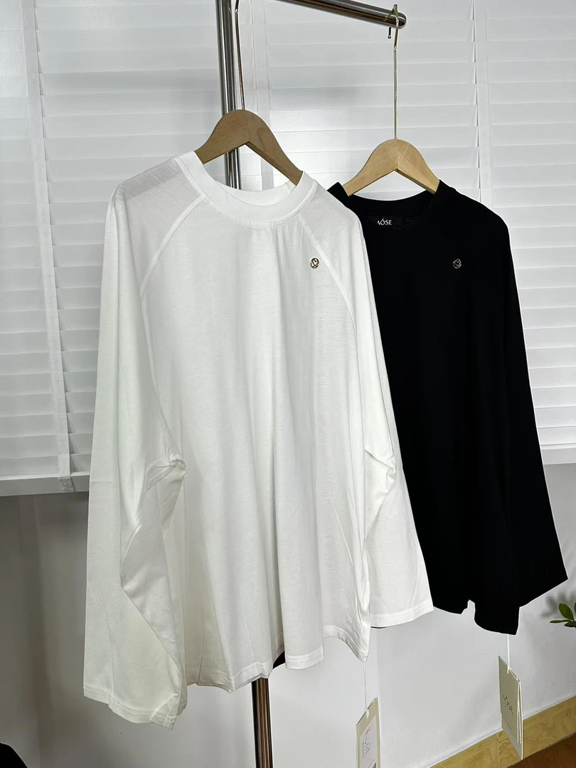9091简约圆领宽松长袖T恤