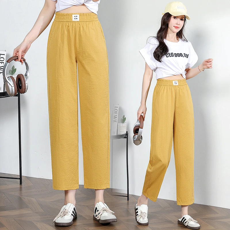 2025夏季新款显瘦直筒裤高腰宽松百搭休闲九分女裤