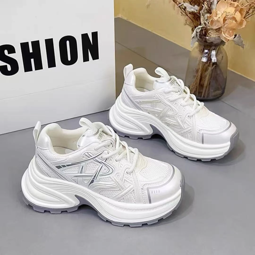 C9001  米色   时尚休闲鞋 圆头厚底轻便外穿运动老爹鞋