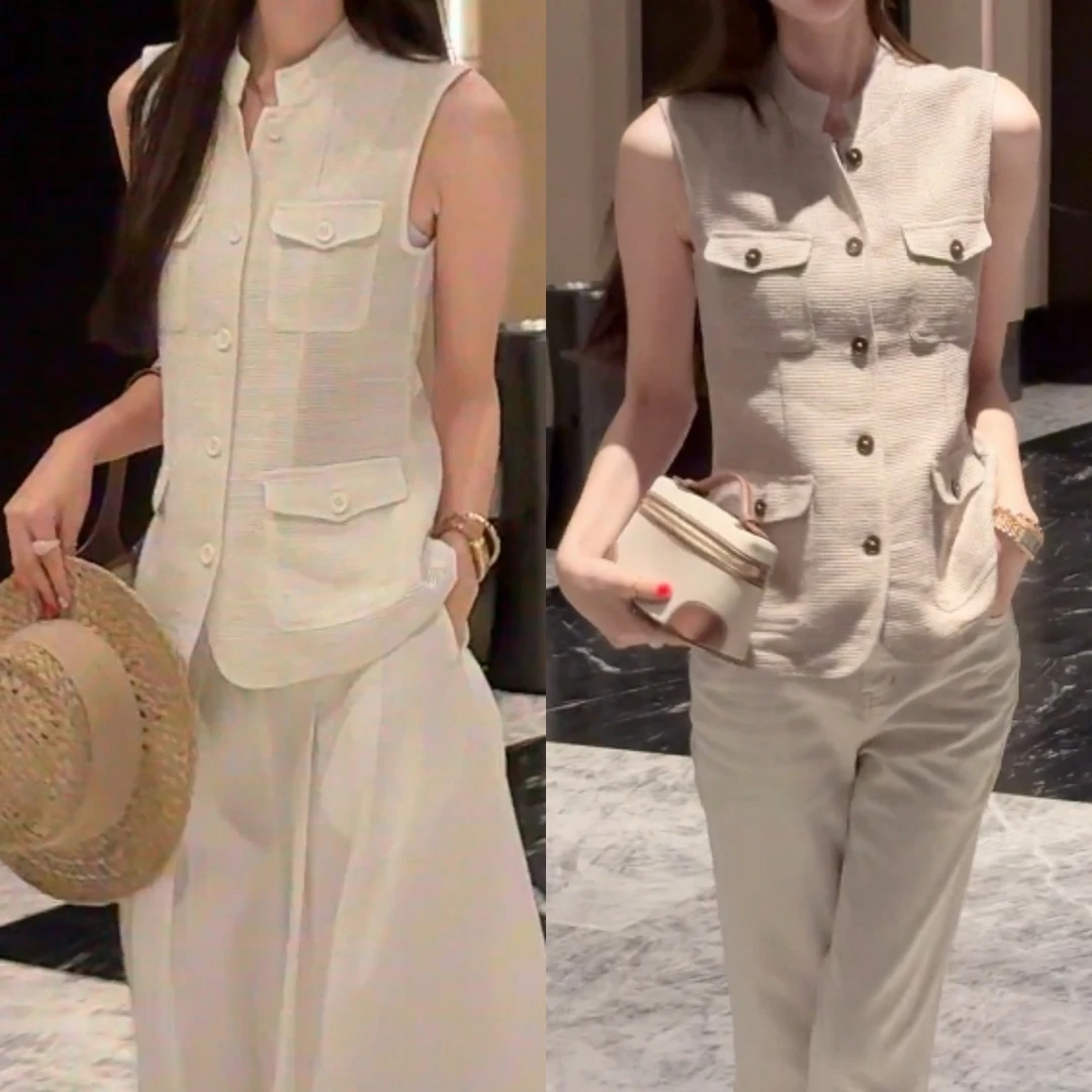 2025夏季新款时尚修身显瘦款女气质网红洋气上衣马甲百搭款G6305