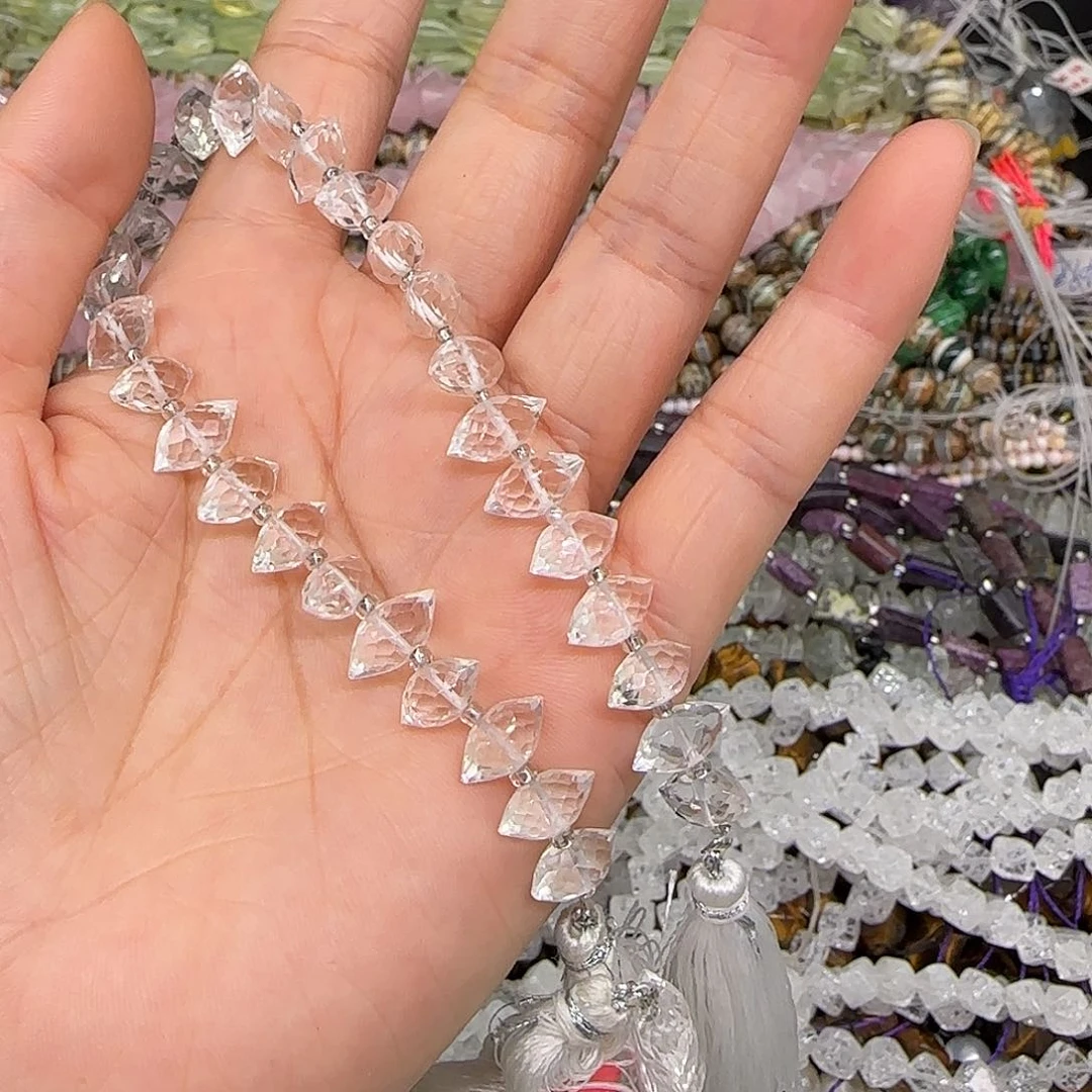 玛瑙/玉髓合金珠宝半成品S**?白水晶双尖拍三86发一条