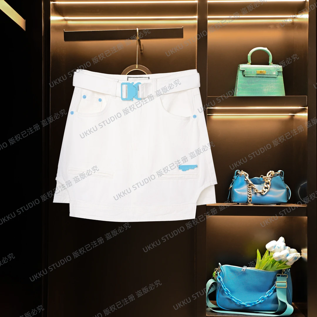 LILI【UKKUSTUDIO】设计师时尚蓝色百搭短裙裤女士夏季显瘦211759