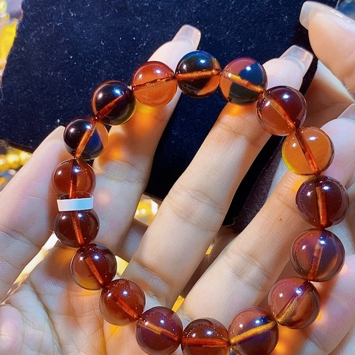 蓝珀未镶嵌珠宝奇石墨西哥红蓝手串12