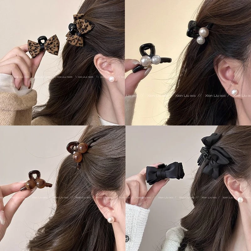 【店铺热销】可爱豹纹蝴蝶结小抓夹女高级感2025新款公主头发夹