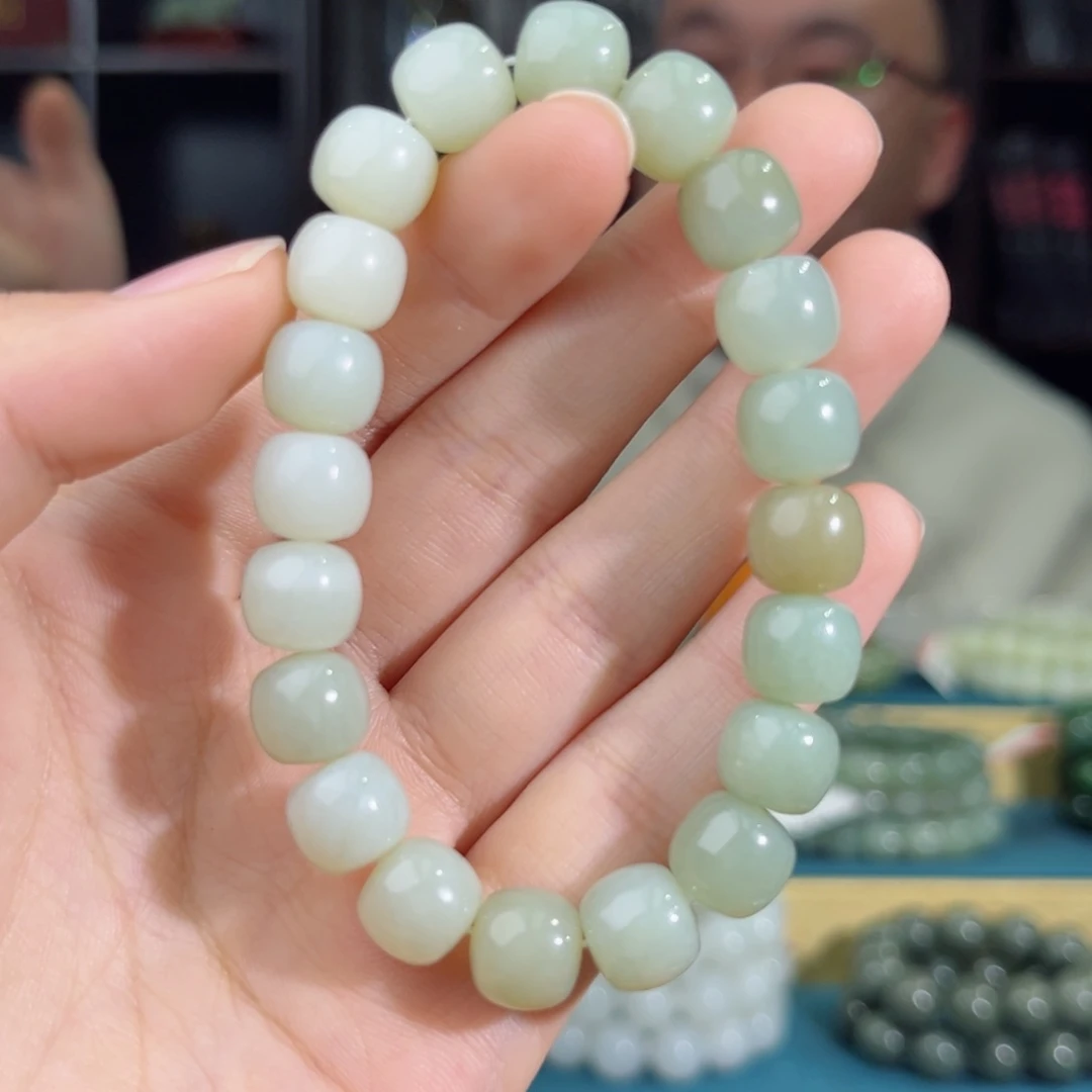 和田玉手链未镶嵌手串纯天然新疆且末料10mm