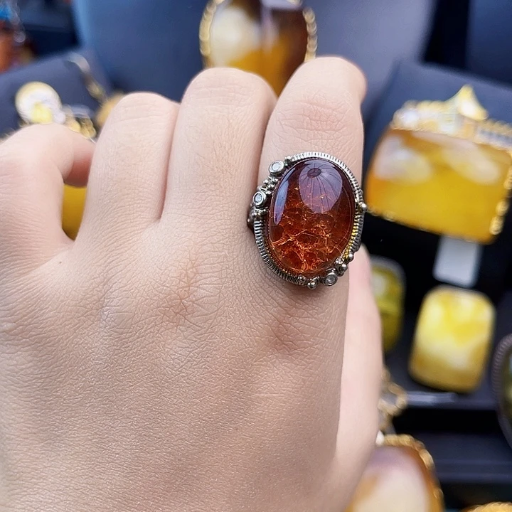 琥珀银S925镶嵌裸石