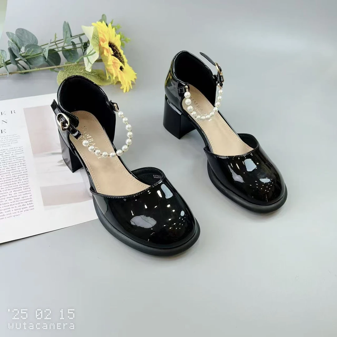 523302 新款百搭气质圆头粗跟浅口玛丽珍单鞋