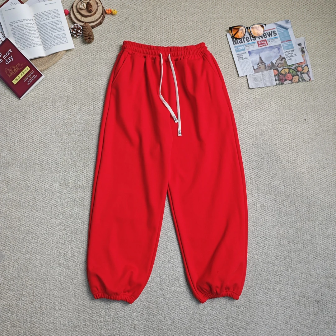 2025早春新款百搭纯色休闲裤加绒加厚束脚裤9171