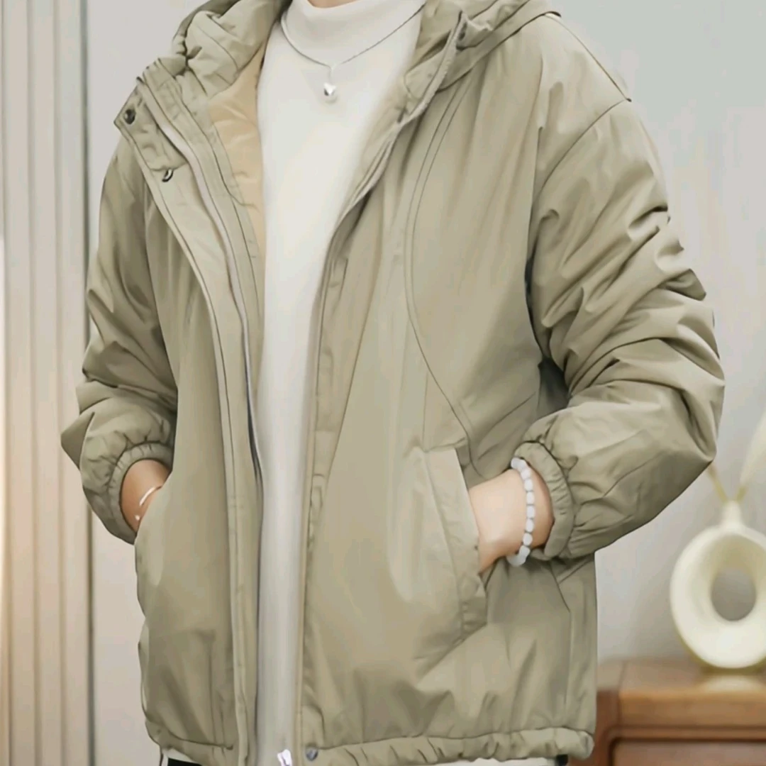 秋冬新款时尚休闲百搭连帽拉链棉衣洋气外套保暖大码宽松棉服女