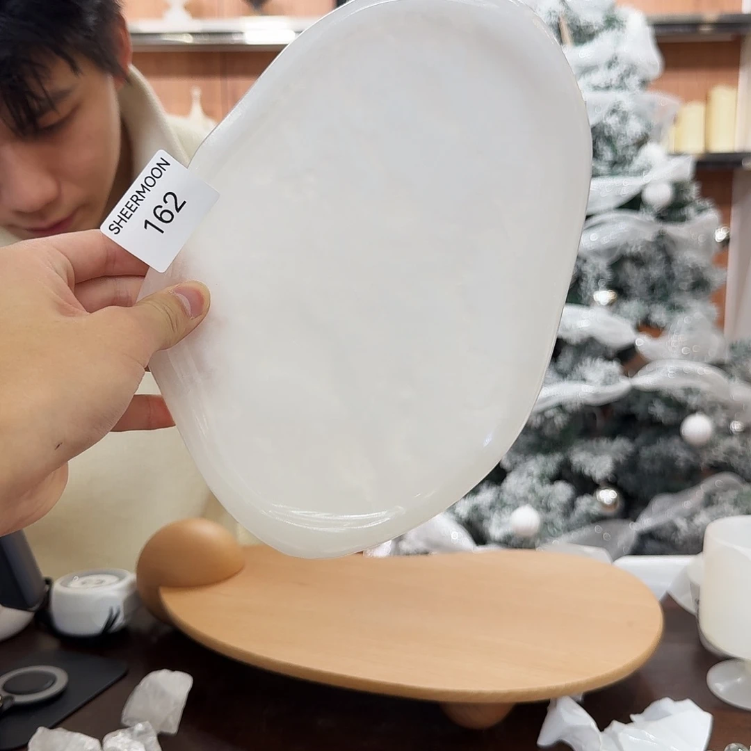 大理石162白玉云朵盘