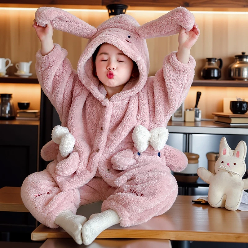 女童睡衣套装冬季新款儿童卡通休闲家居服中大童女孩厚款