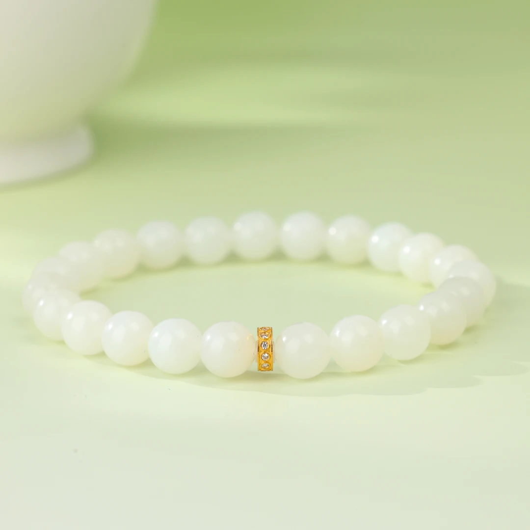 【央博玉专属】和田玉18K米达手串25SL-MDYZ-8MM-18K多样性发