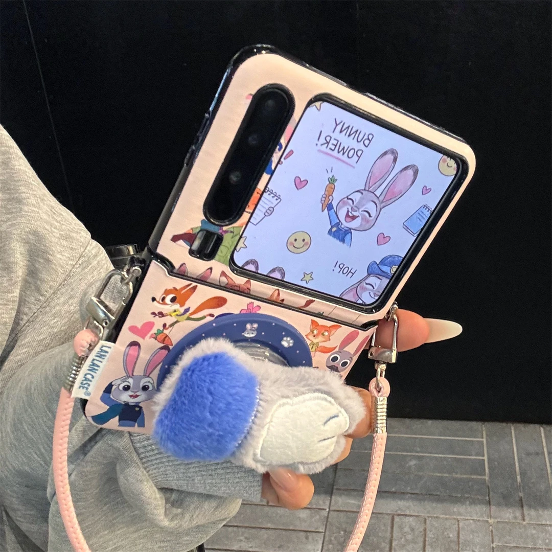 适用华为purax典藏版手机壳粉绿皮质pocket2狐狸兔子爪爪磁吸支架