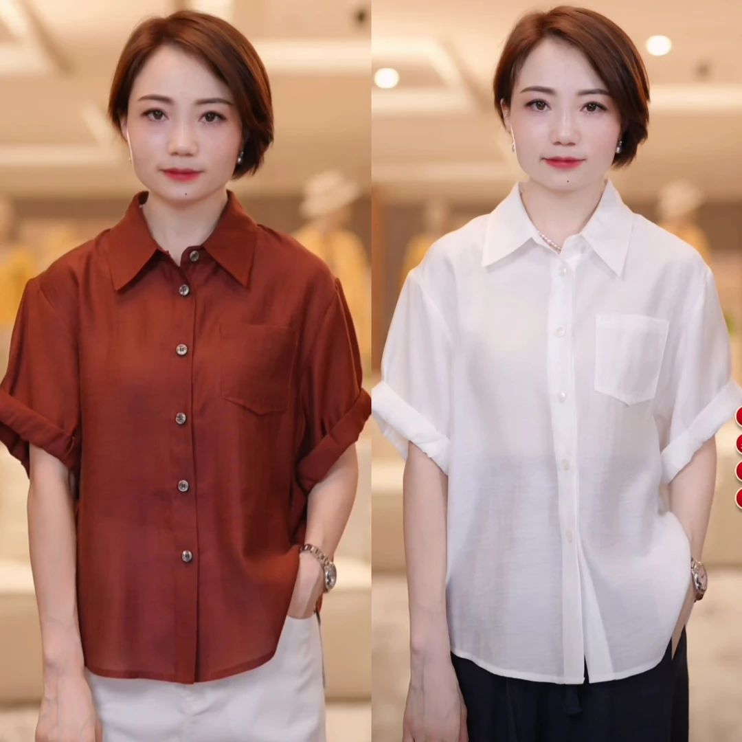 【白露衬衫】简约大方舒适亲肤垂感飘逸遮肉显瘦衬衫6S360S516