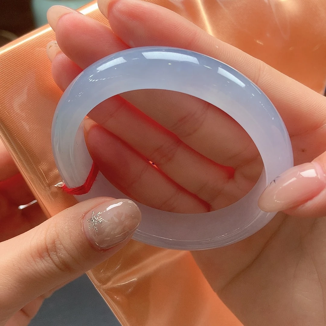 翡翠未镶嵌手镯冰紫梦幻贵妃65号