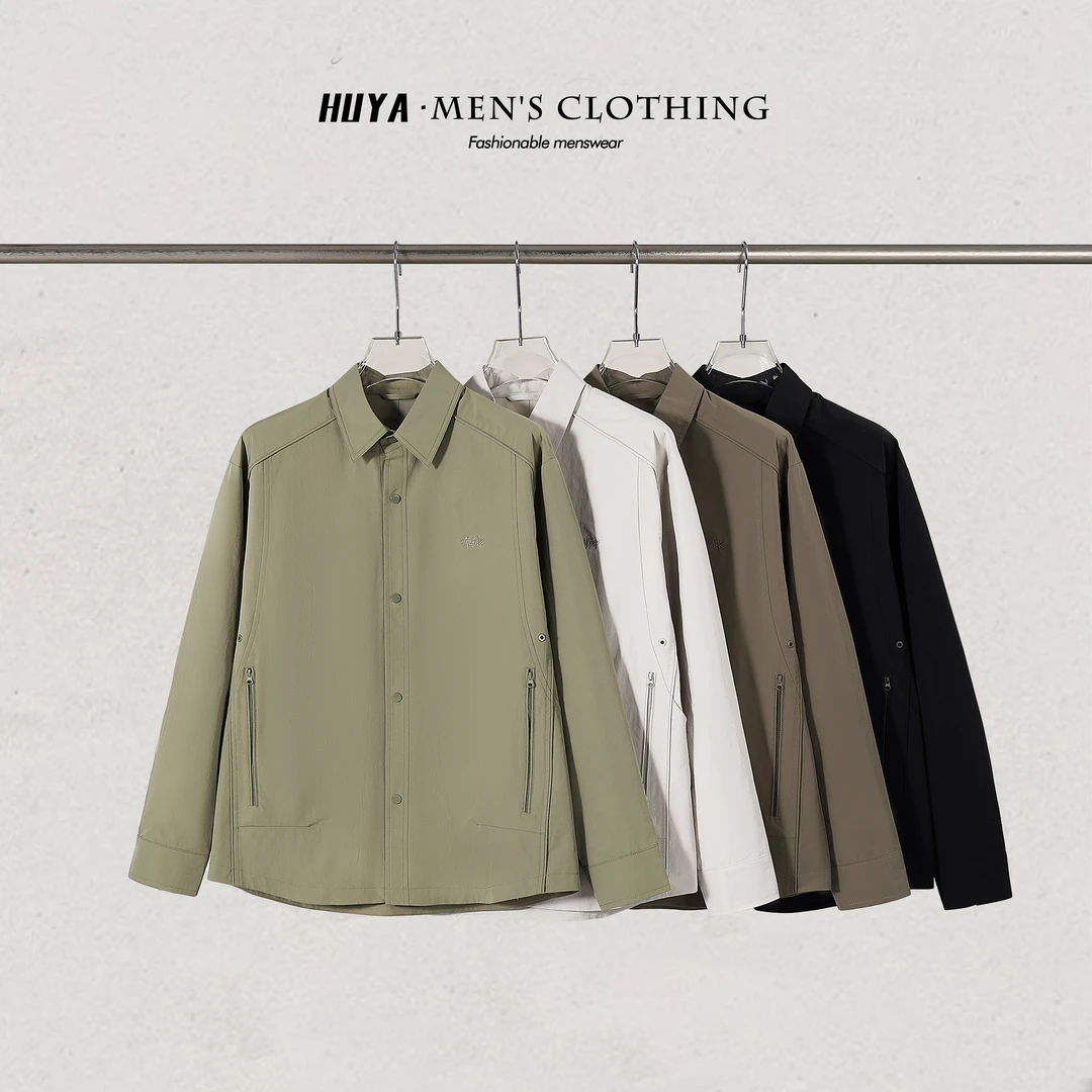 虎牙兄弟夹克男款2025秋季户外运动休闲拉链口袋款翻领外套F2535