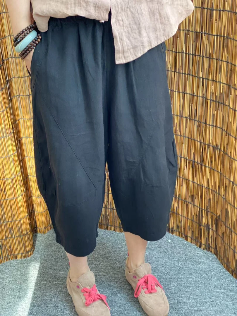 0901汉麻七分裤立体裁剪小个子穿搭