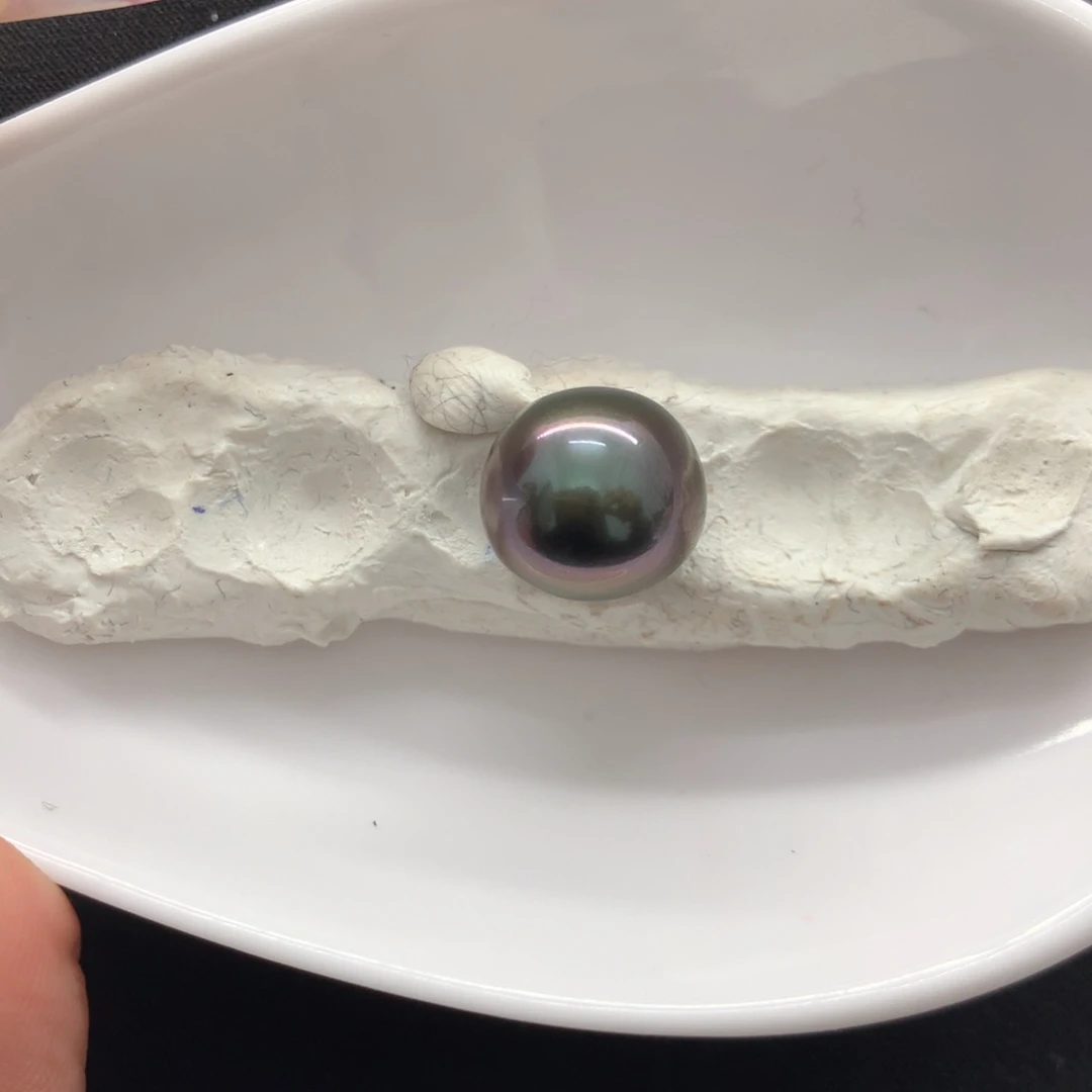 海水珍珠裸珠大溪地孔雀紫近圆11.2mm