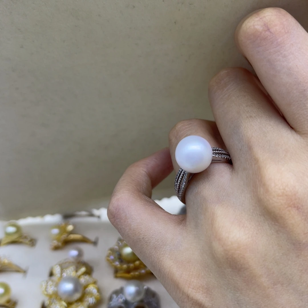 淡水珍珠戒指银S925镶嵌