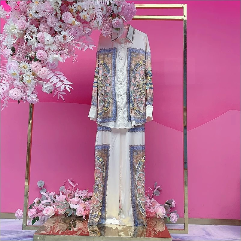 A2255欧美设计师2025夏季新款重工钉钻刺绣亮片立体小花时尚套装