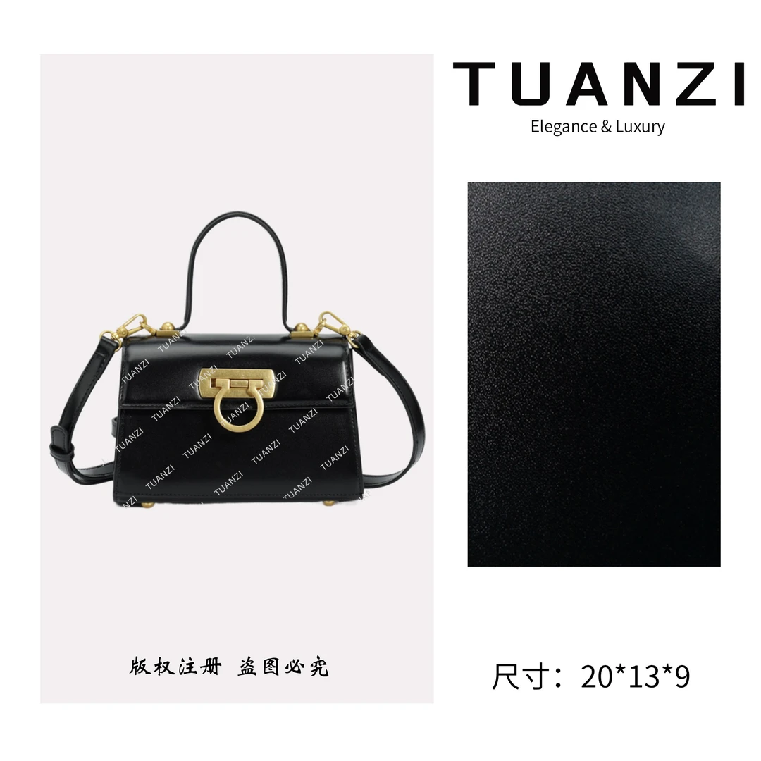 TUANZI【菲＆拉家博物款】新款马蹄扣单肩斜挎女包 FES-6063-黑色