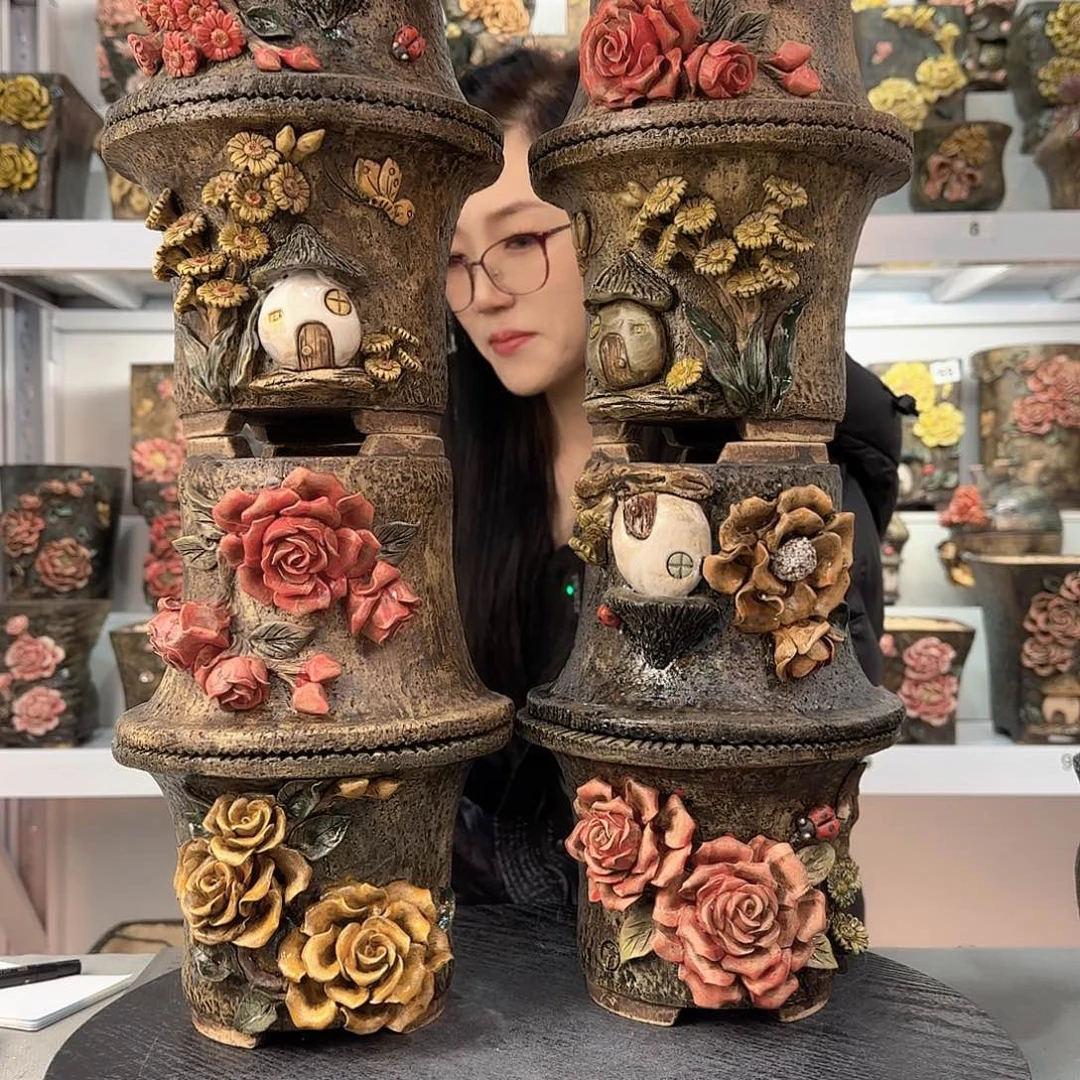 红陶z**儿青默花器花盆