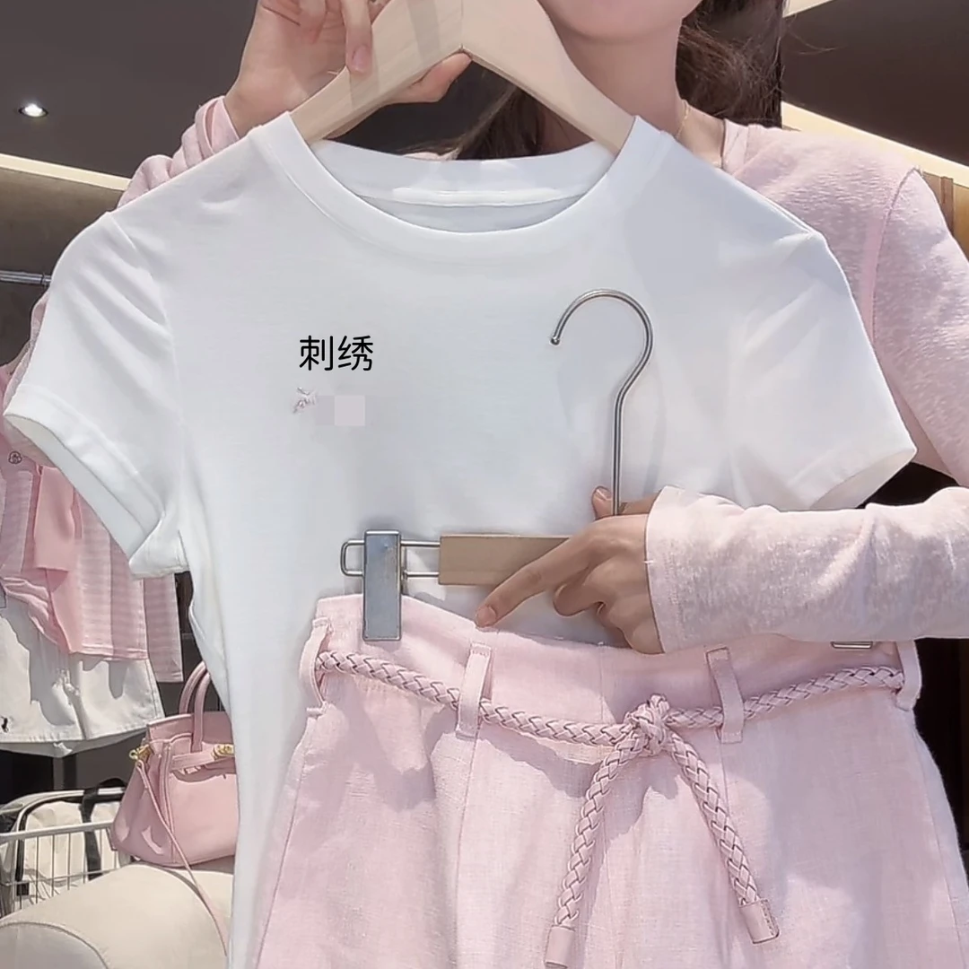 【鸡骨架】2025夏新款鸟家刺绣莱赛尔凉感时尚百搭女短袖T恤