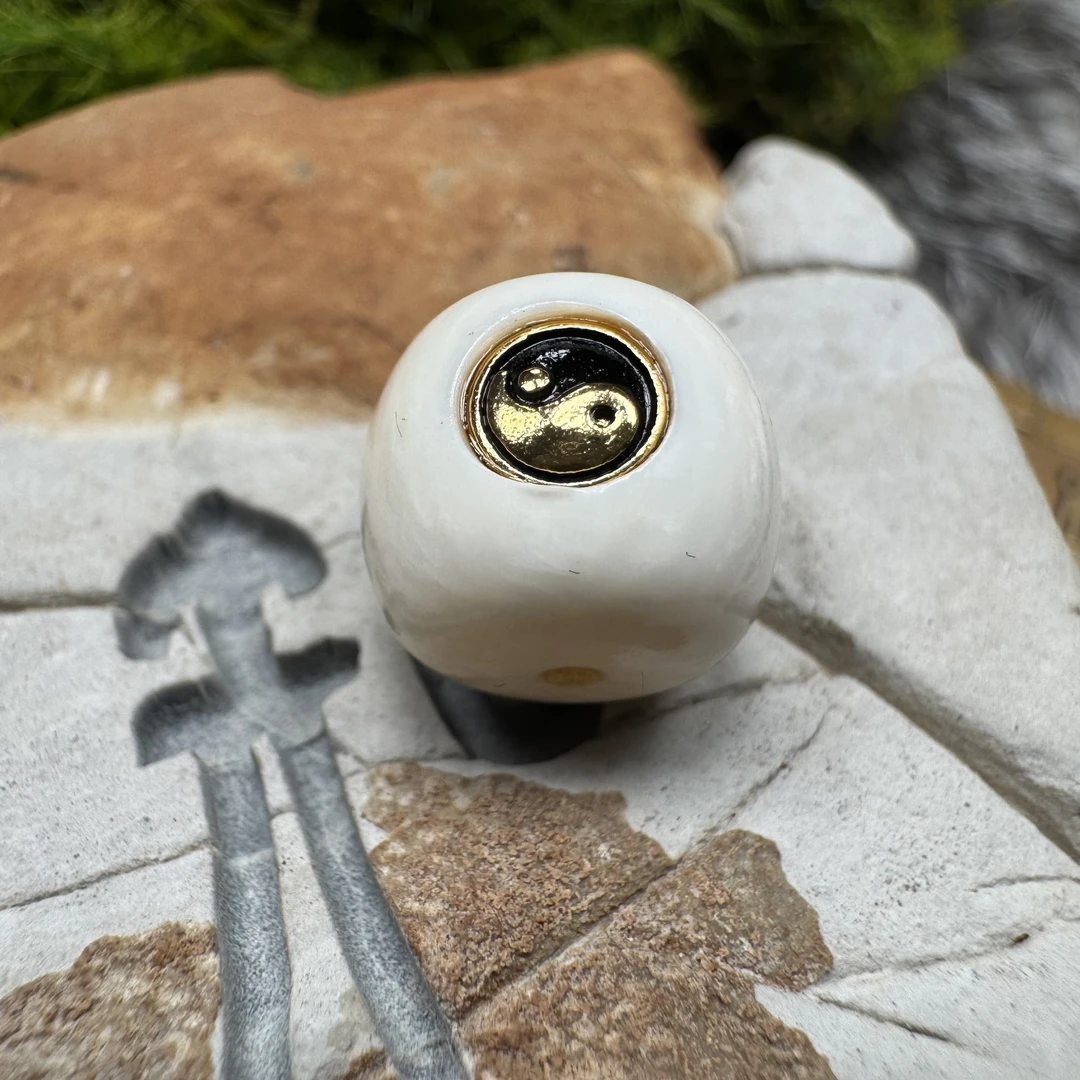 尺寸12mm左右猛犸单珠镶嵌太极单珠一颗《小鱼文玩》P020