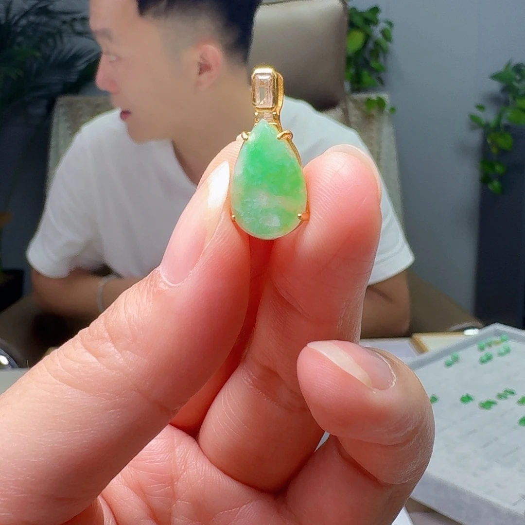 吊坠(不含链)银S925镶嵌翡翠天然