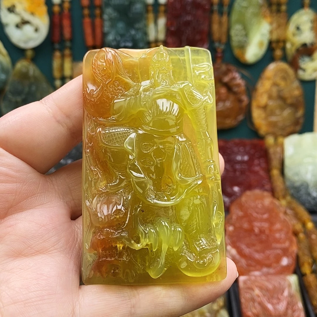 蛇纹石玉未镶嵌颈饰精品关公福利赠送链子